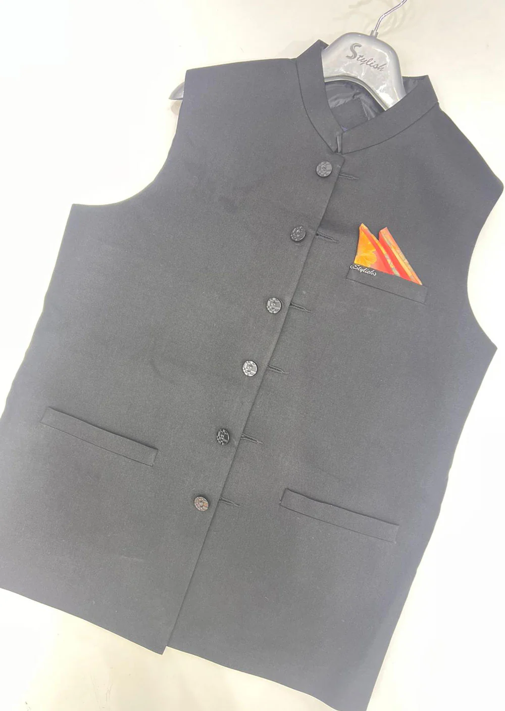 W-1422 Mens Black Waist Coat