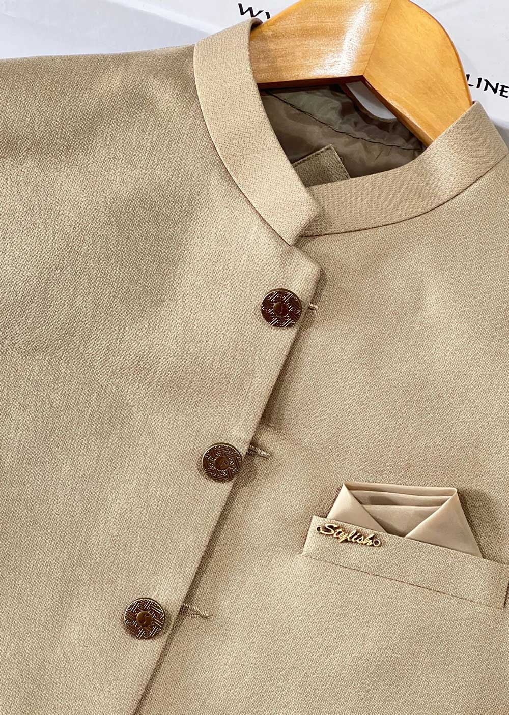 W-1827 Mens Golden Waist Coat - Image 2