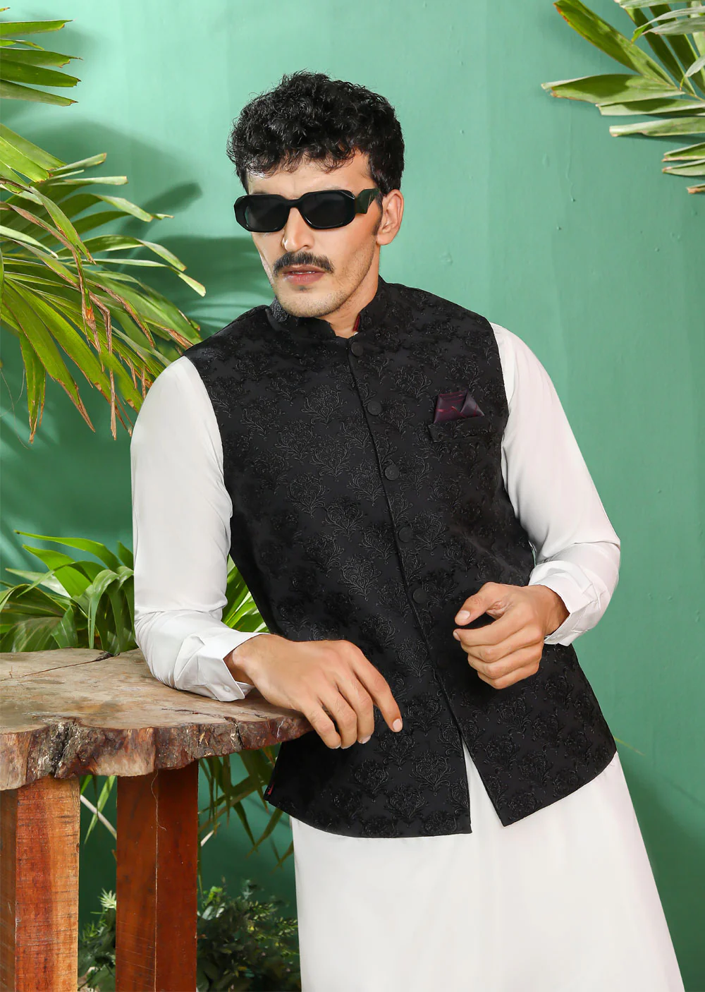 W-2008 Mens Premium Black Waist Coat - Image 3