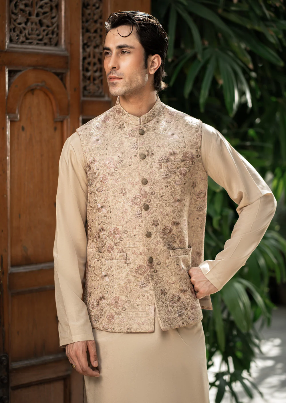 W-2852 - Readymade Maysori Fabric Full Embroidery Waistcoat - Image 3