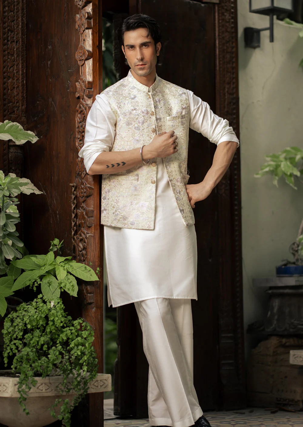 W-2854- Readymade Maysori Fabric Full Embroidery Waistcoat