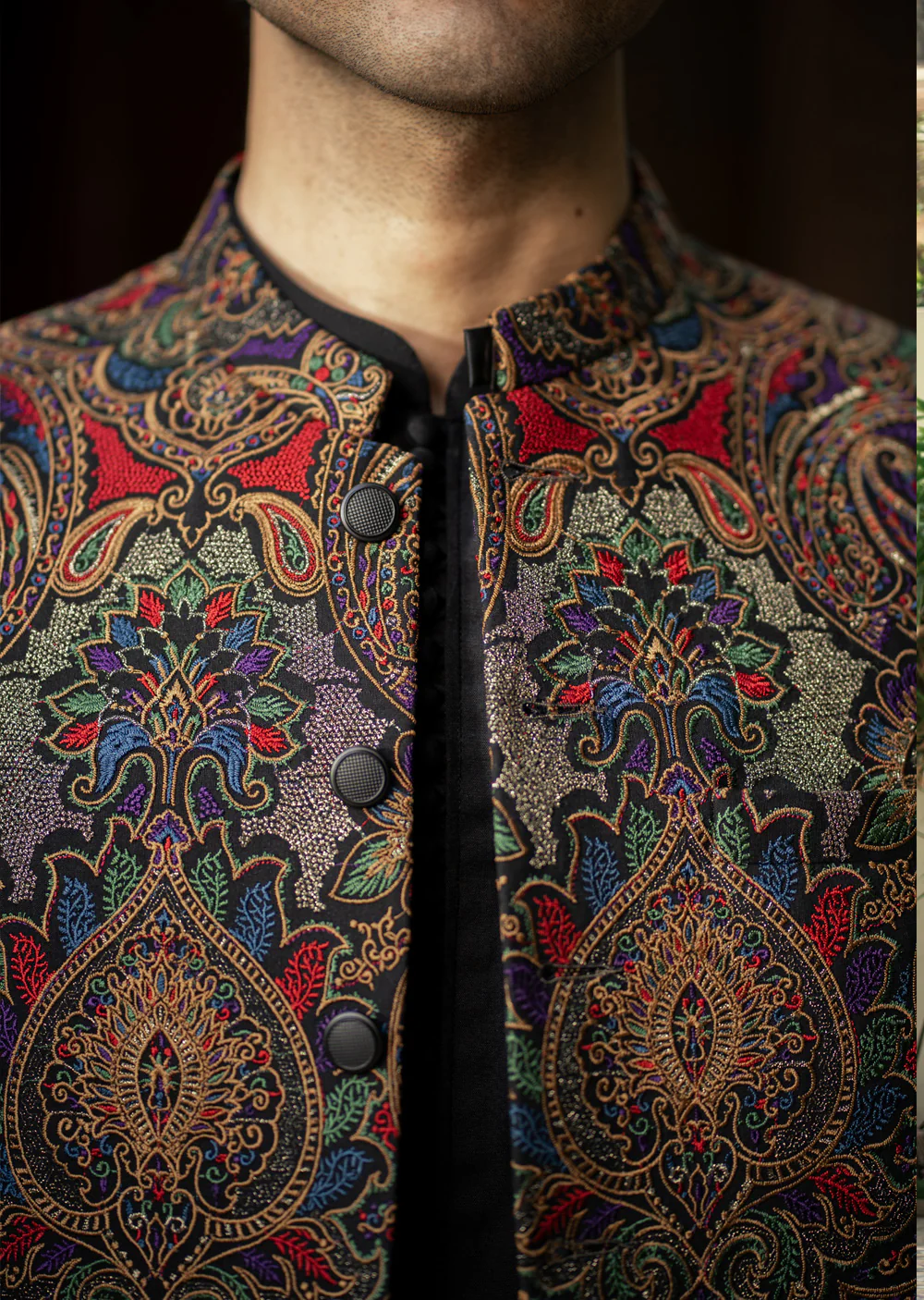 W-2889- Readymade Maysori Fabric Full Embroidery Waistcoat - Image 2