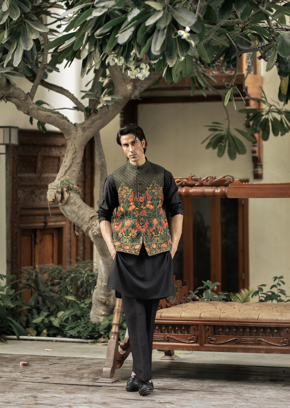 W-2899-1 - Readymade Maysori Fabric Full Embroidery Waistcoat