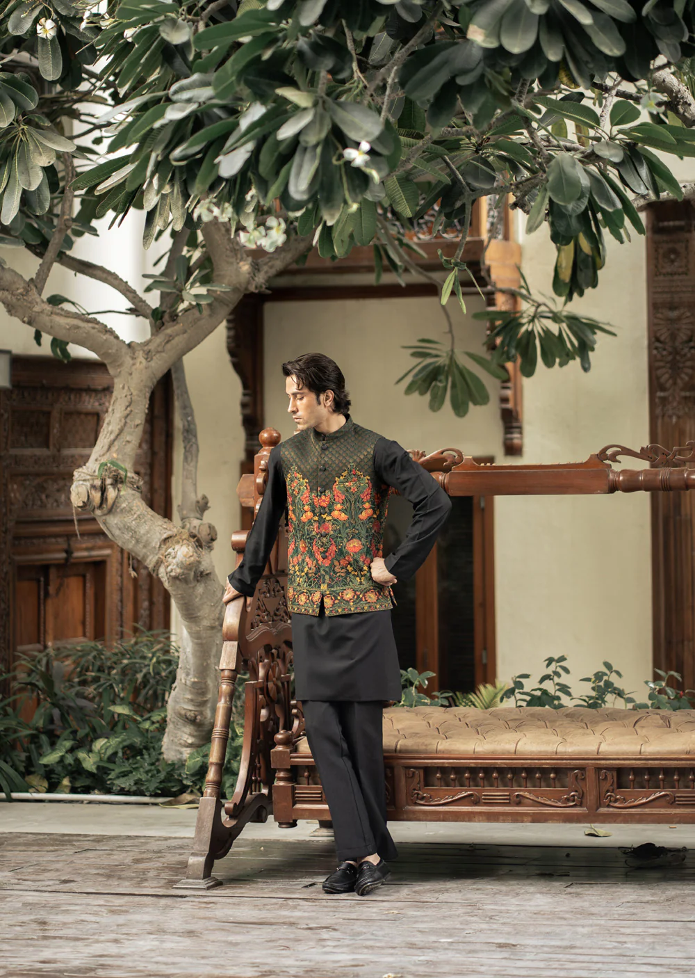 W-2899-1 - Readymade Maysori Fabric Full Embroidery Waistcoat - Image 3