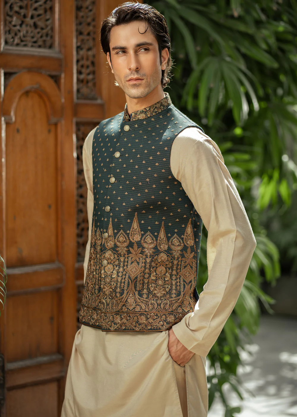 W-2953- Readymade Maysori Fabric Full Embroidery Waistcoat - Image 3