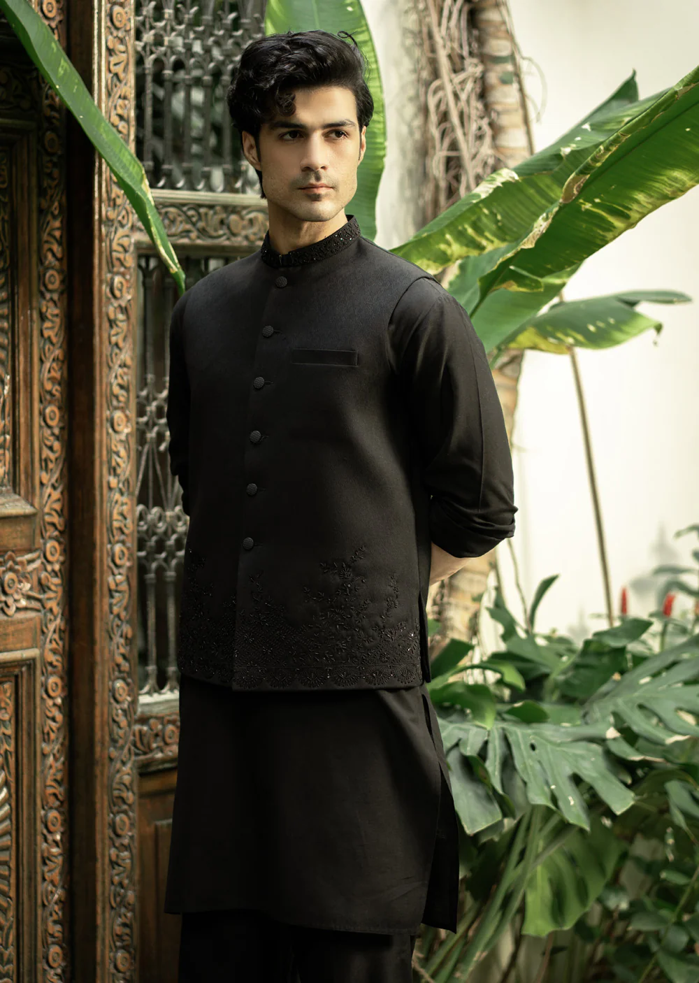 W-2963 - Readymade Maysori Fabric Full Embroidery Waistcoat - Image 3