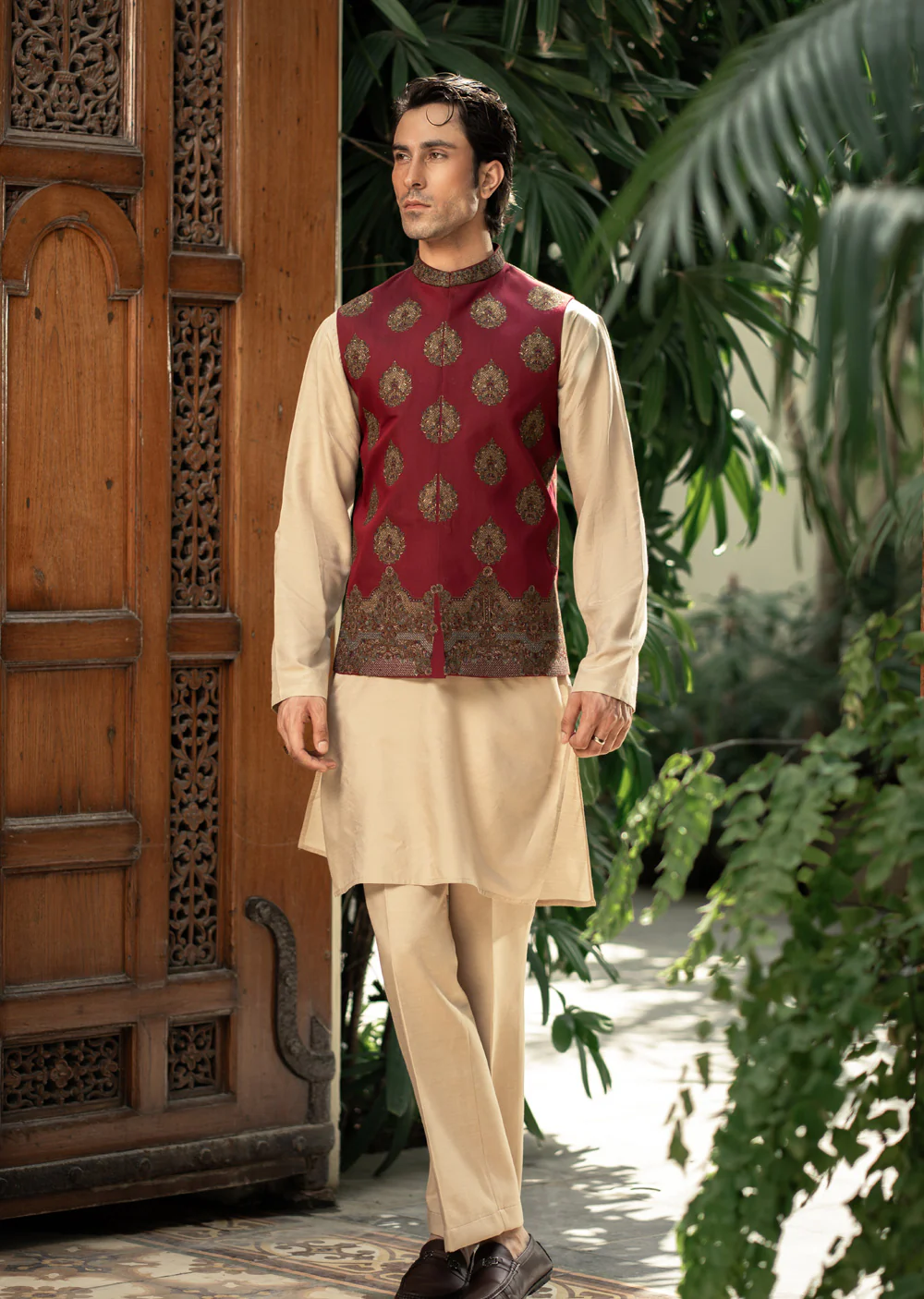 W-3007 - Readymade Maysori Fabric Full Embroidery Waistcoat