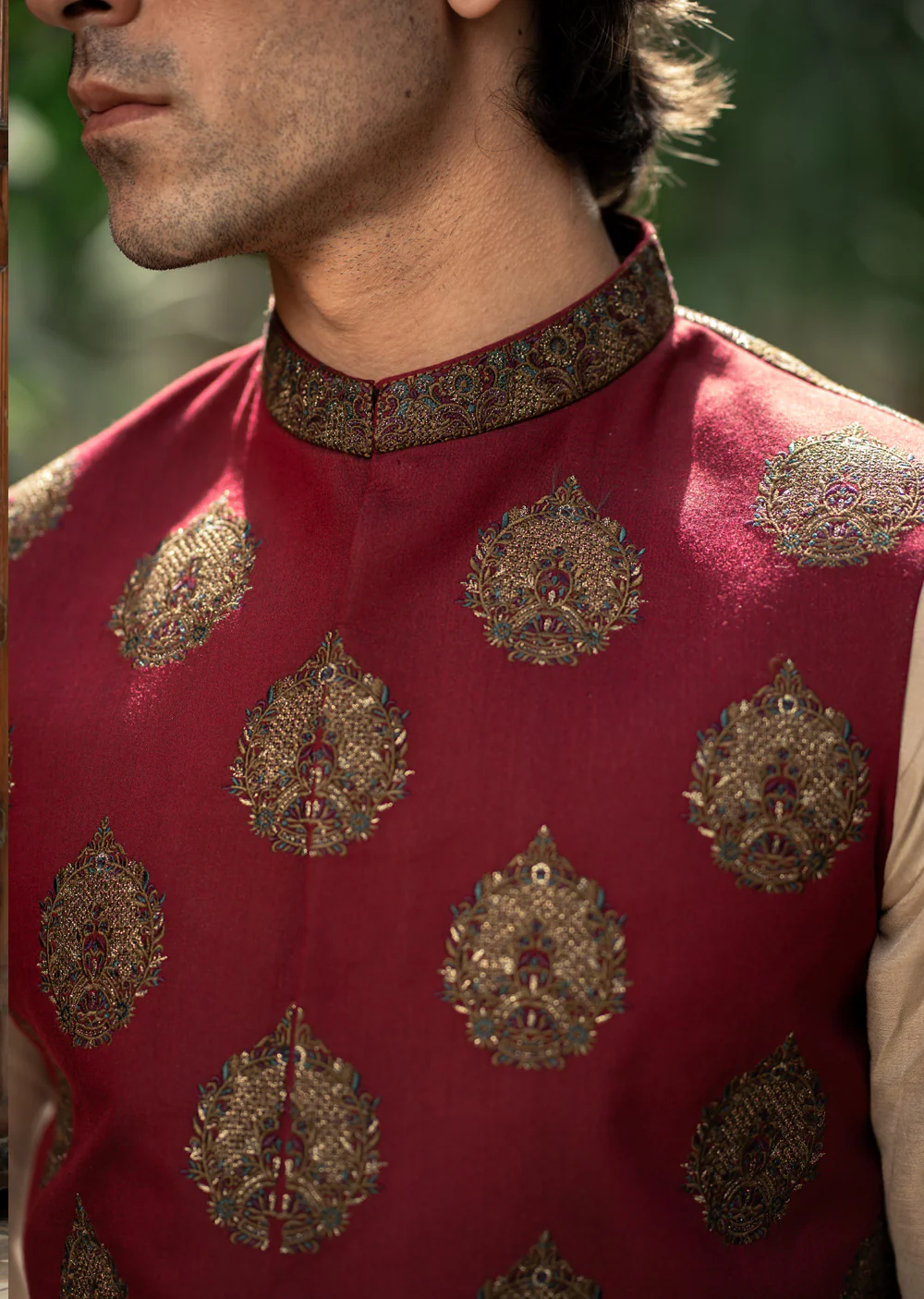 W-3007 - Readymade Maysori Fabric Full Embroidery Waistcoat - Image 4