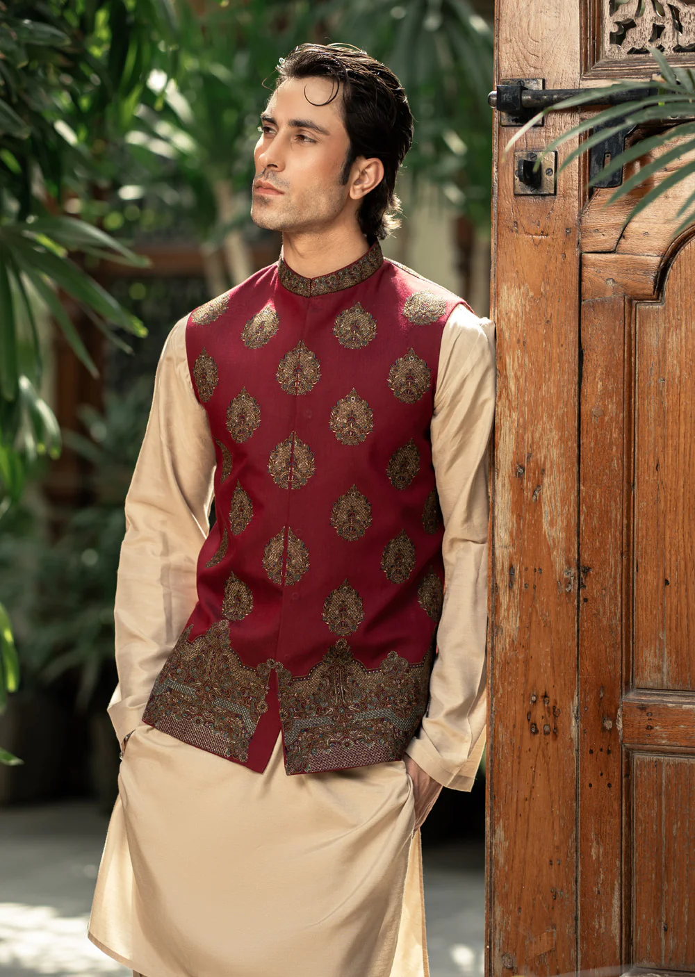 W-3007 - Readymade Maysori Fabric Full Embroidery Waistcoat - Image 5