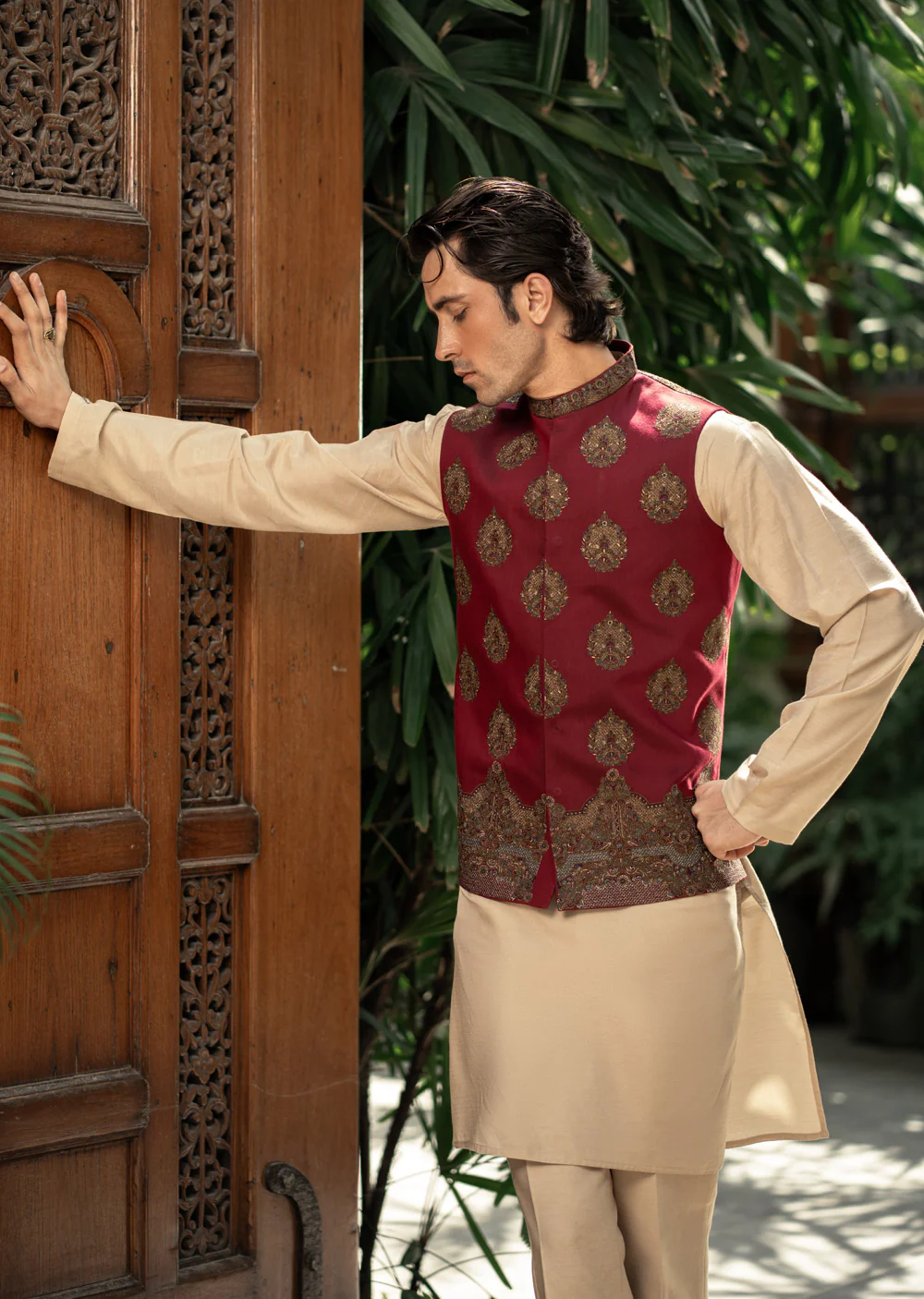 W-3007 - Readymade Maysori Fabric Full Embroidery Waistcoat - Image 6