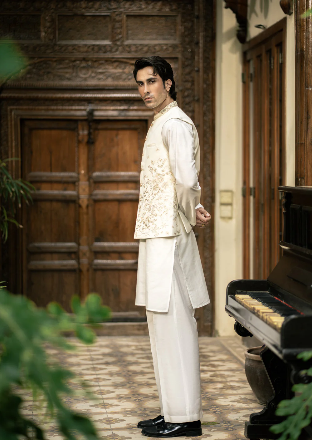 W-3013 - Readymade Maysori Fabric Full Embroidery Waistcoat - Image 2