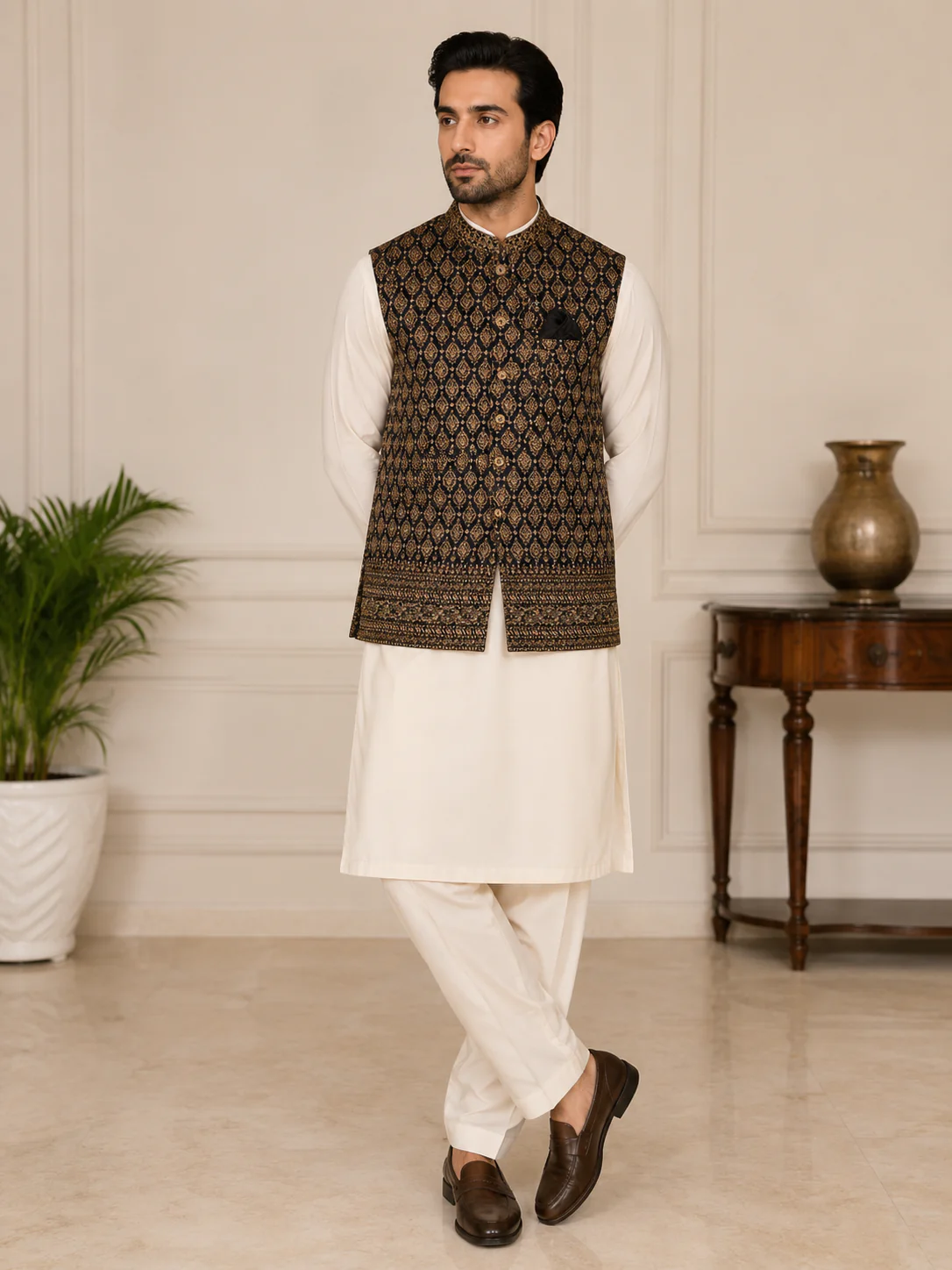 W-4032 - Ali - Embroidered Waistcoat - Image 5