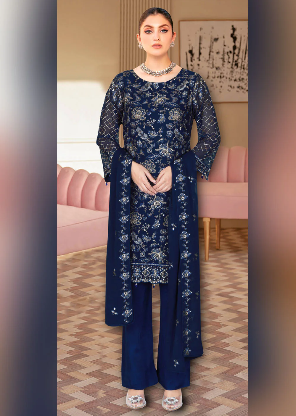 WA-357 - Navy - Readymade - Ramsha Suit 2024