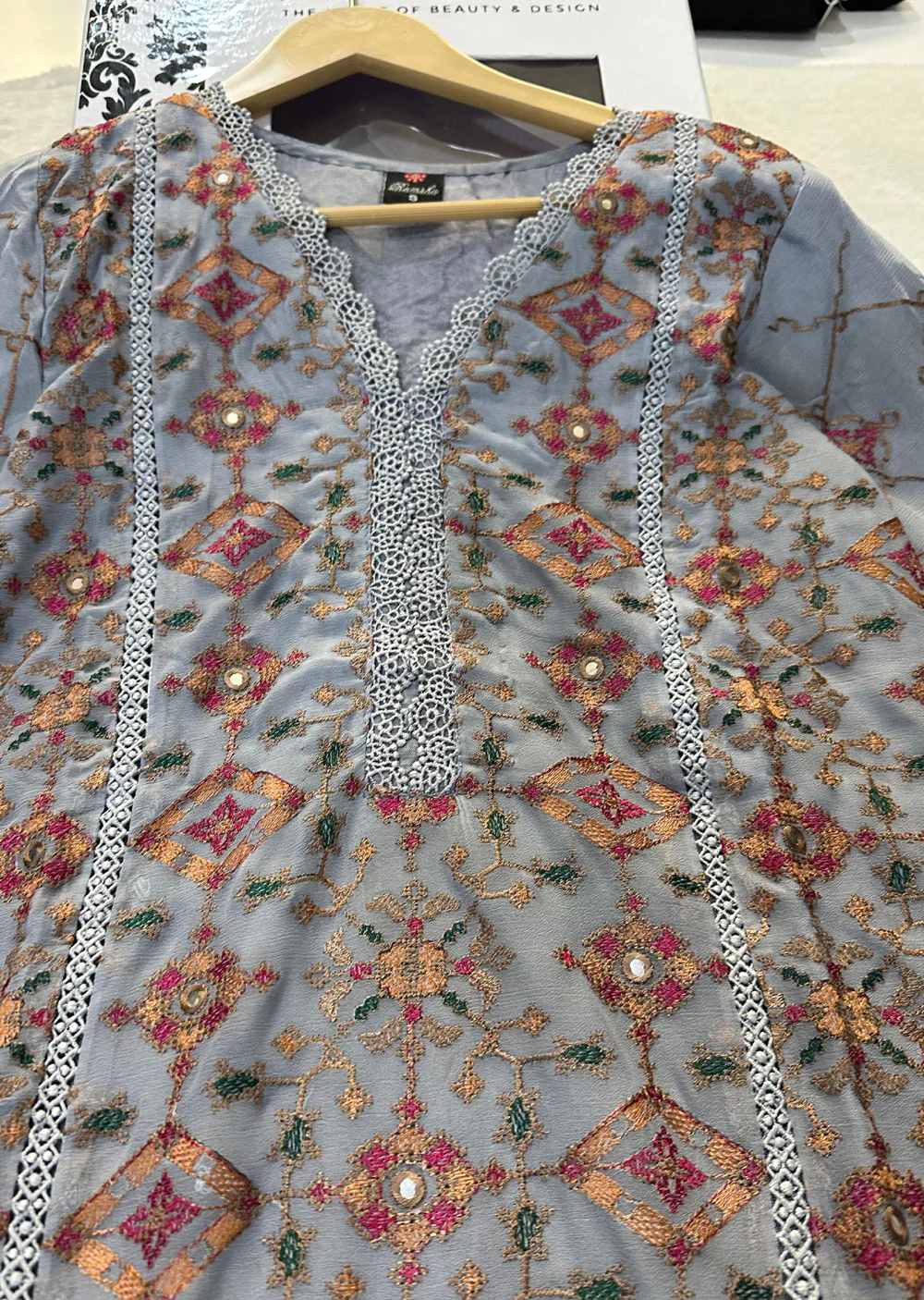 WA-360-G -Grey Readymade - Ramsha Suit 2024 - Image 3