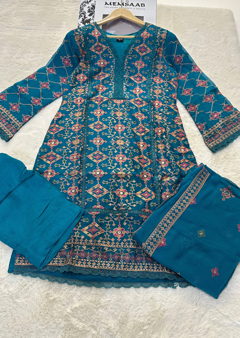 WA-360-L - Teal Readymade - Ramsha Suit 2024