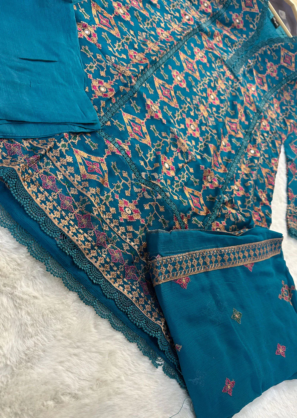 WA-360-L - Teal Readymade - Ramsha Suit 2024 - Image 3