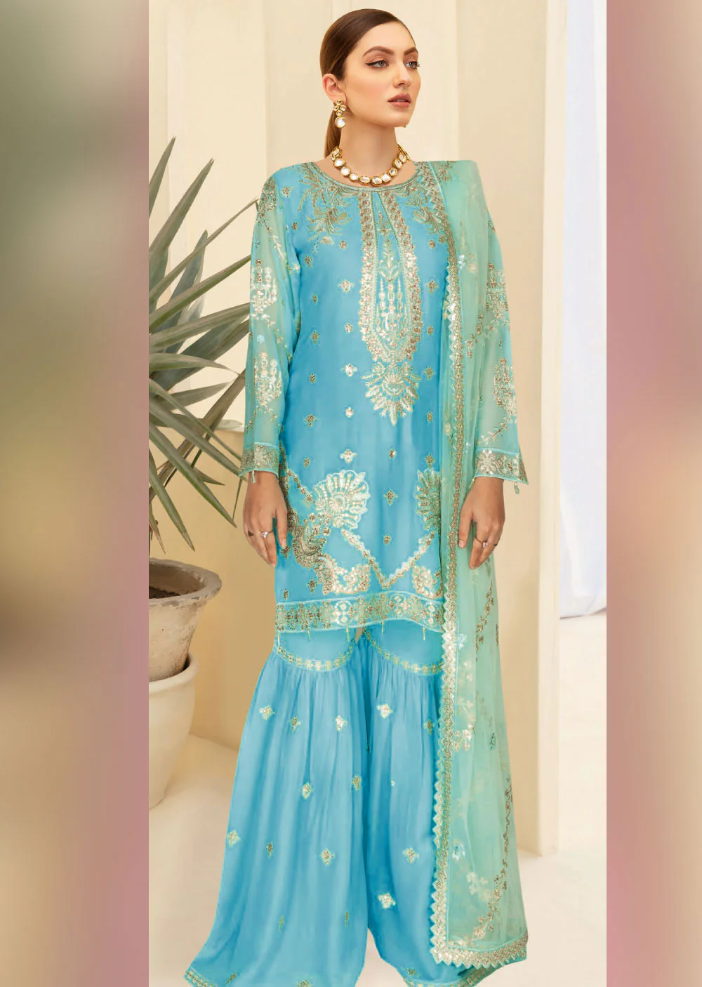 WA-377-G - TEAL Readymade - Ramsha Suit 2024