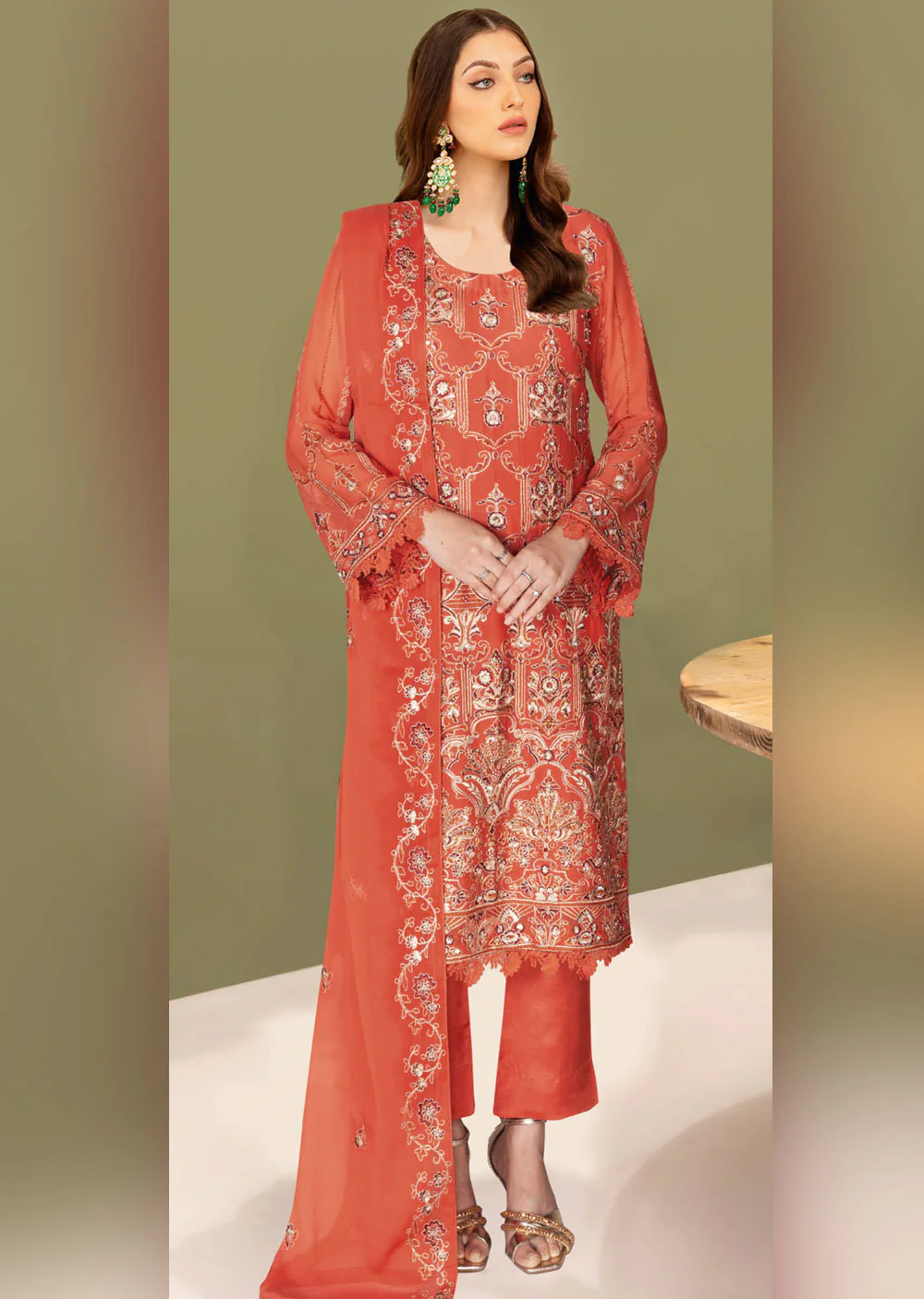 WA-389-C- Readymade - Ramsha Chiffon Suit 2024