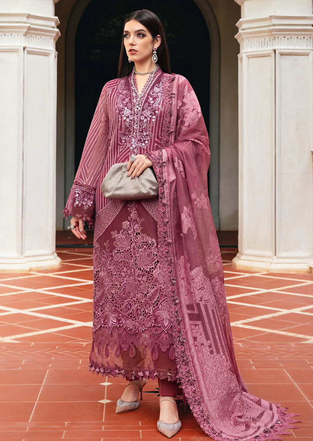 WL-1304- Maria b Embroidered Organza Suit 2025