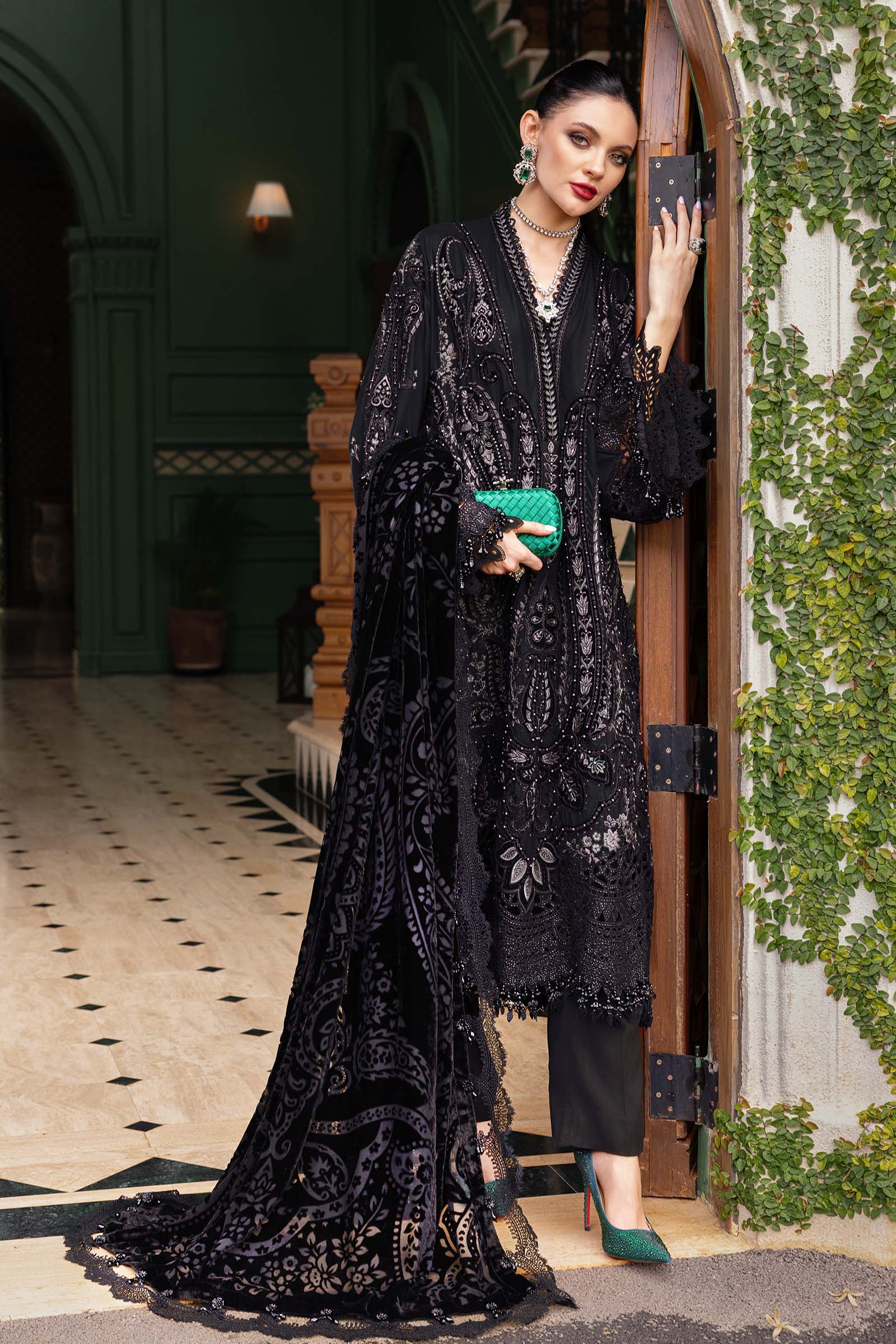 WL-1307- Maria b Embroidered Linen Suit 2025 - Image 5