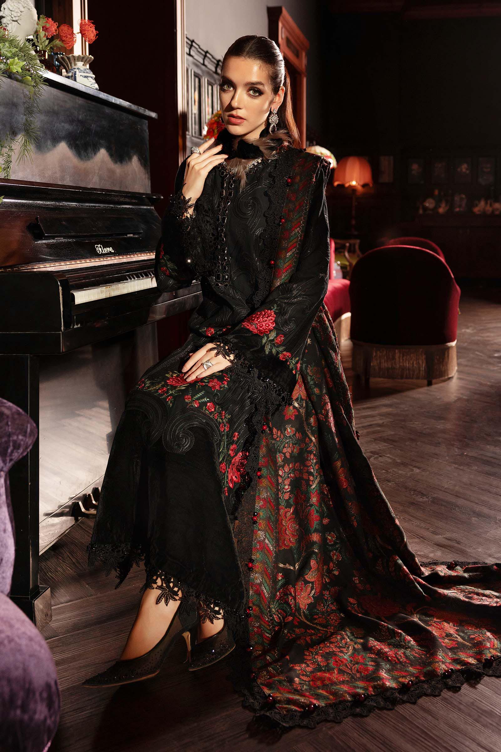WL-1309- Maria b Embroidered Linen Suit 2025 - Image 5