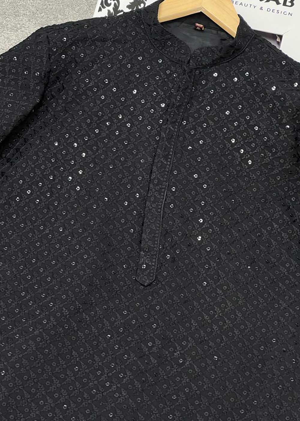 WTH15001 Black Mens Kurta Pajama Set - Image 2