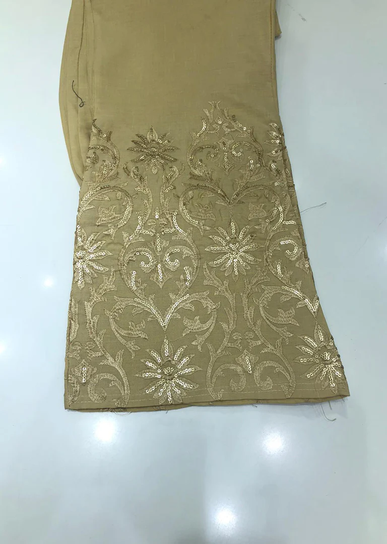 ZAT114 Gold Embroidered cotton Wide/Boot Cut Trouser