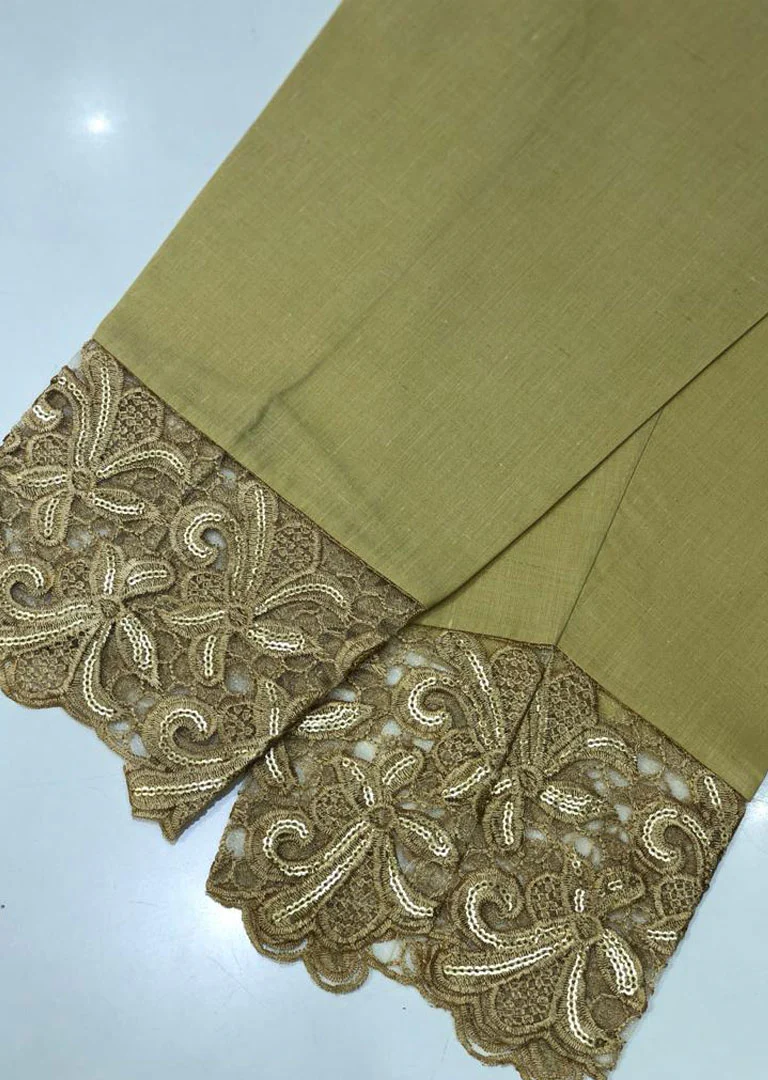 ZAT117 Gold Embroidered cotton trouser