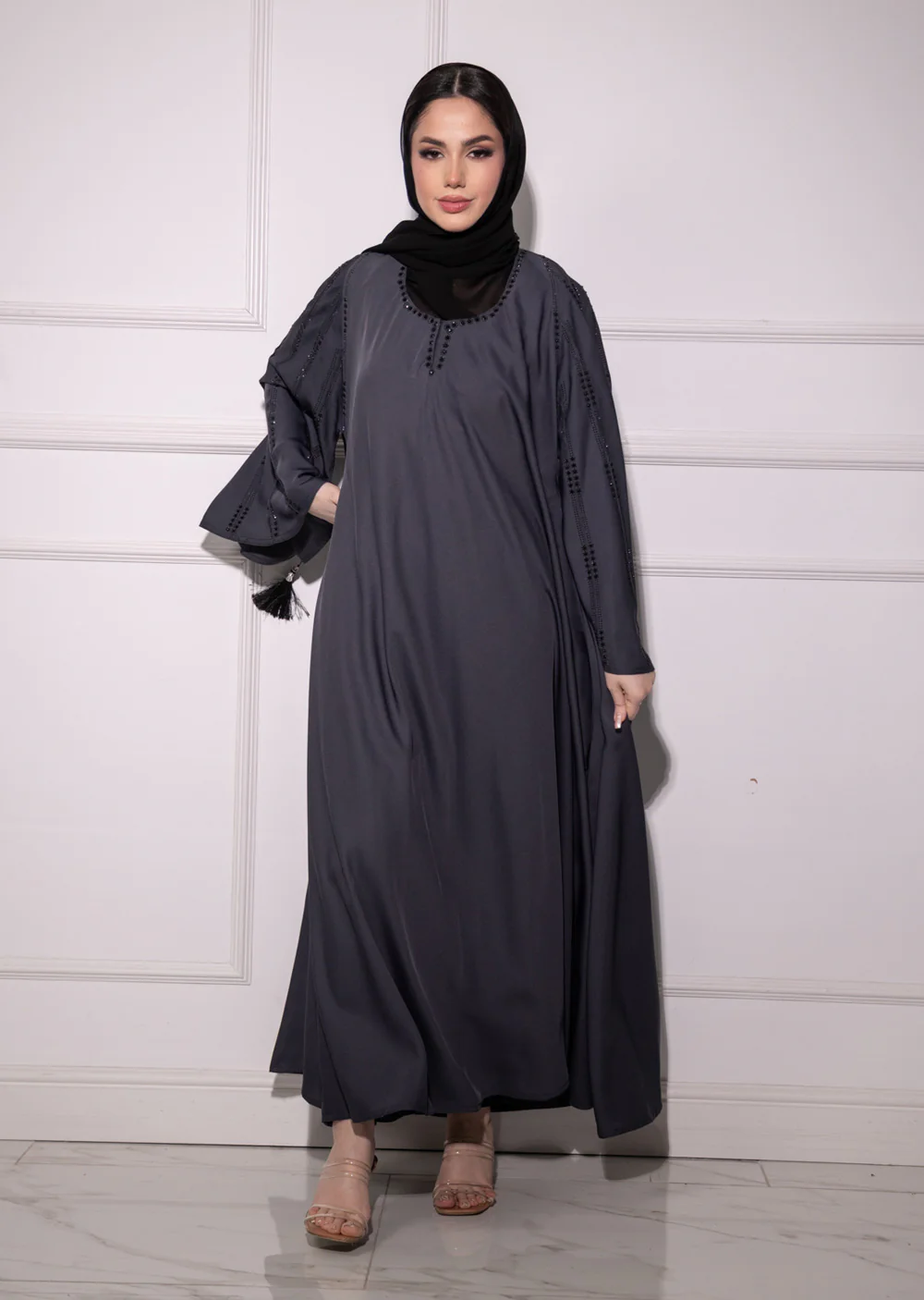 TAYB-02 - Bell Stripe Sleeves - Tayyab Abaya 2025 - Image 2
