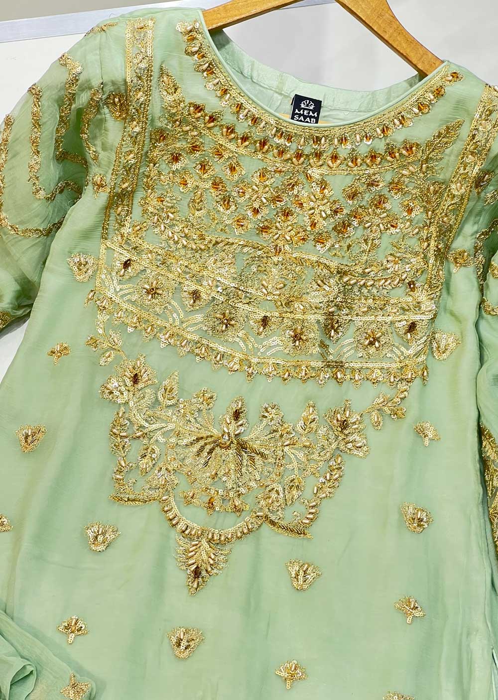 ZN1751 Green Readymade Chiffon Suit - Image 3