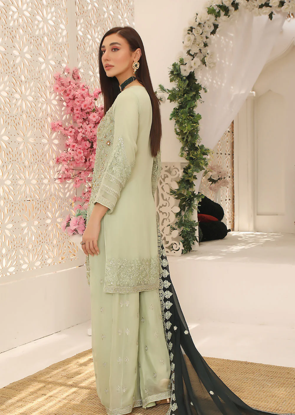 ZN1912 Mint Readymade Chiffon Suit - Image 2