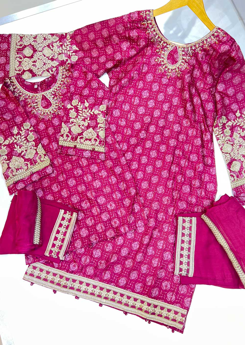 ZN2606 Maroon Readymade Mother & Daughter Viscose Suit