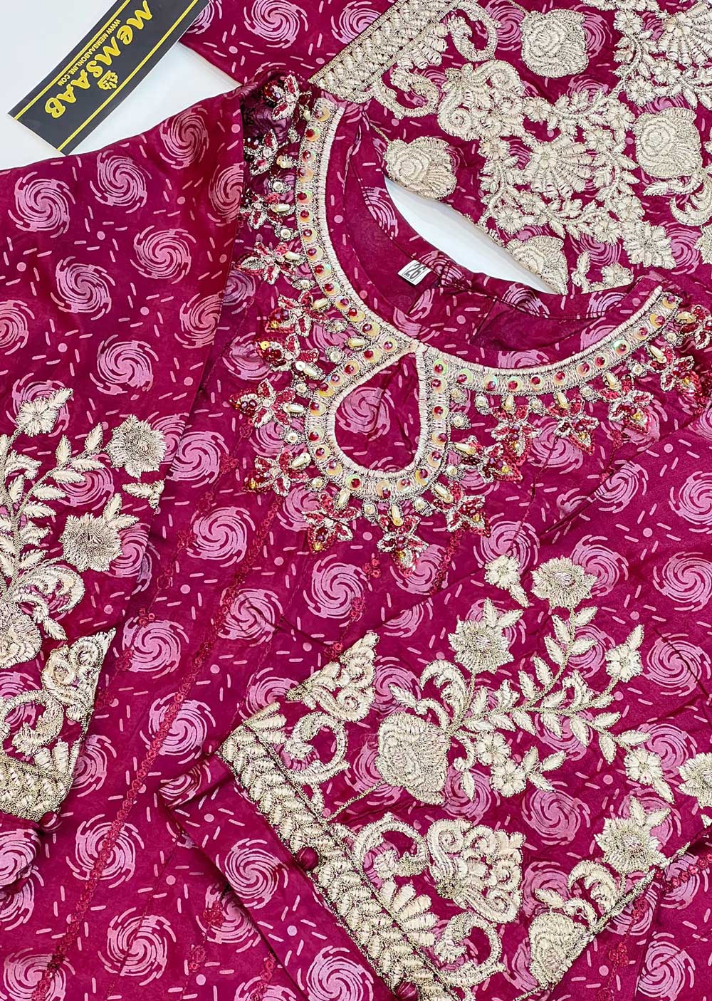 ZN2606 Maroon Readymade Mother & Daughter Viscose Suit - Image 2