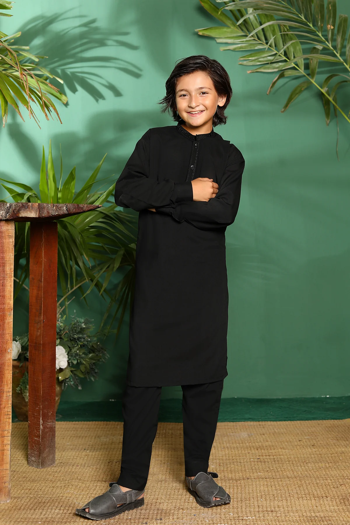 ZN2933 Black Readymade Father & Son Trouser Suit - Image 4