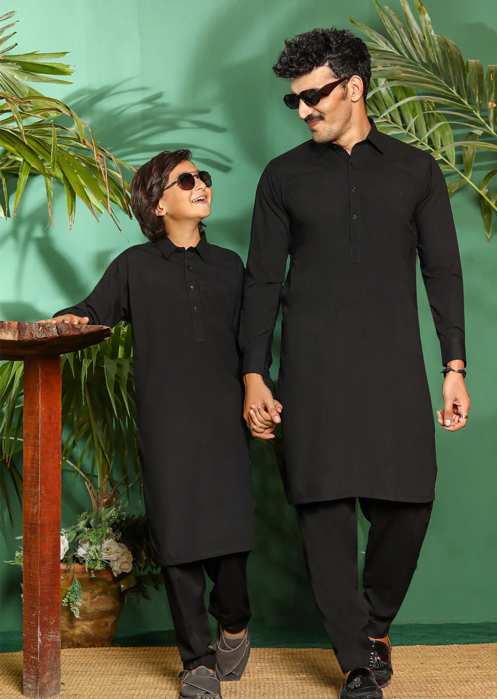 ZN2996 Black Readymade Father & Son Salwar Kameez