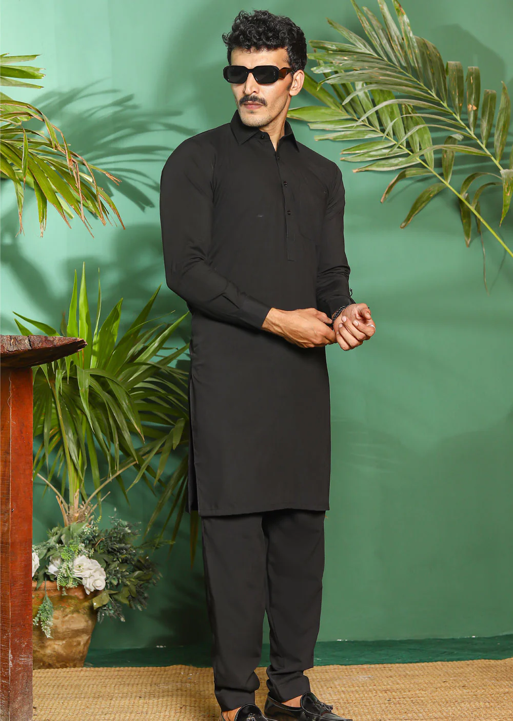 ZN2996 Black Readymade Father & Son Salwar Kameez - Image 2