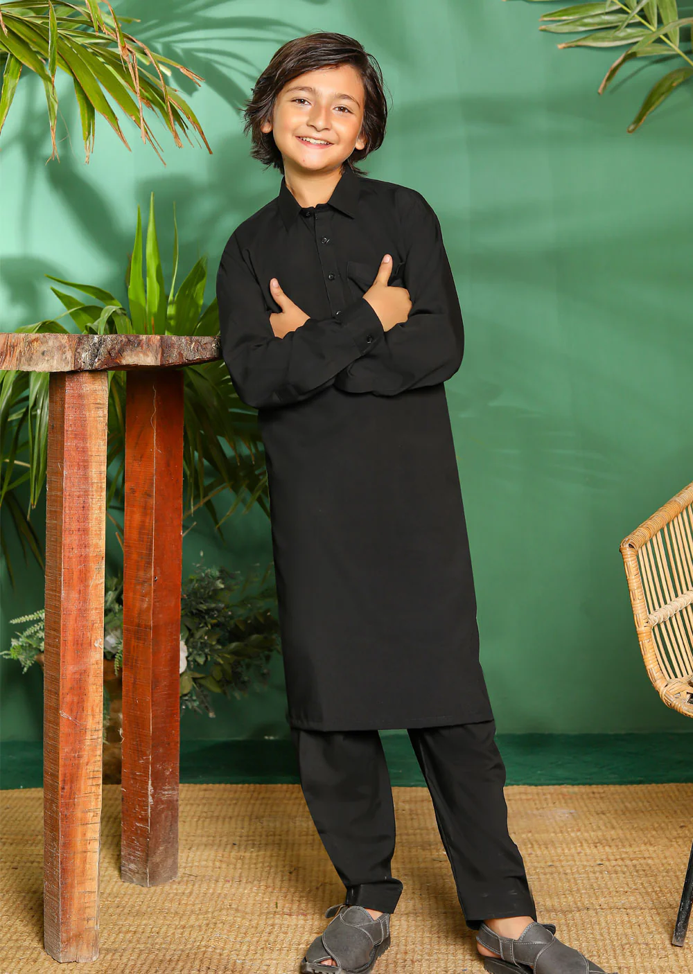 ZN2996 Black Readymade Father & Son Salwar Kameez - Image 5