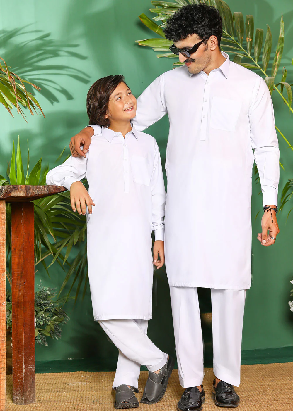 ZN2996 White Readymade Father & Son Salwar Kameez