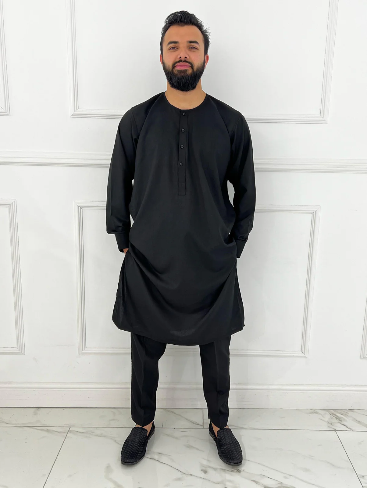 ZNC-1004 - Black - Father & Son Plain Trouser Suit